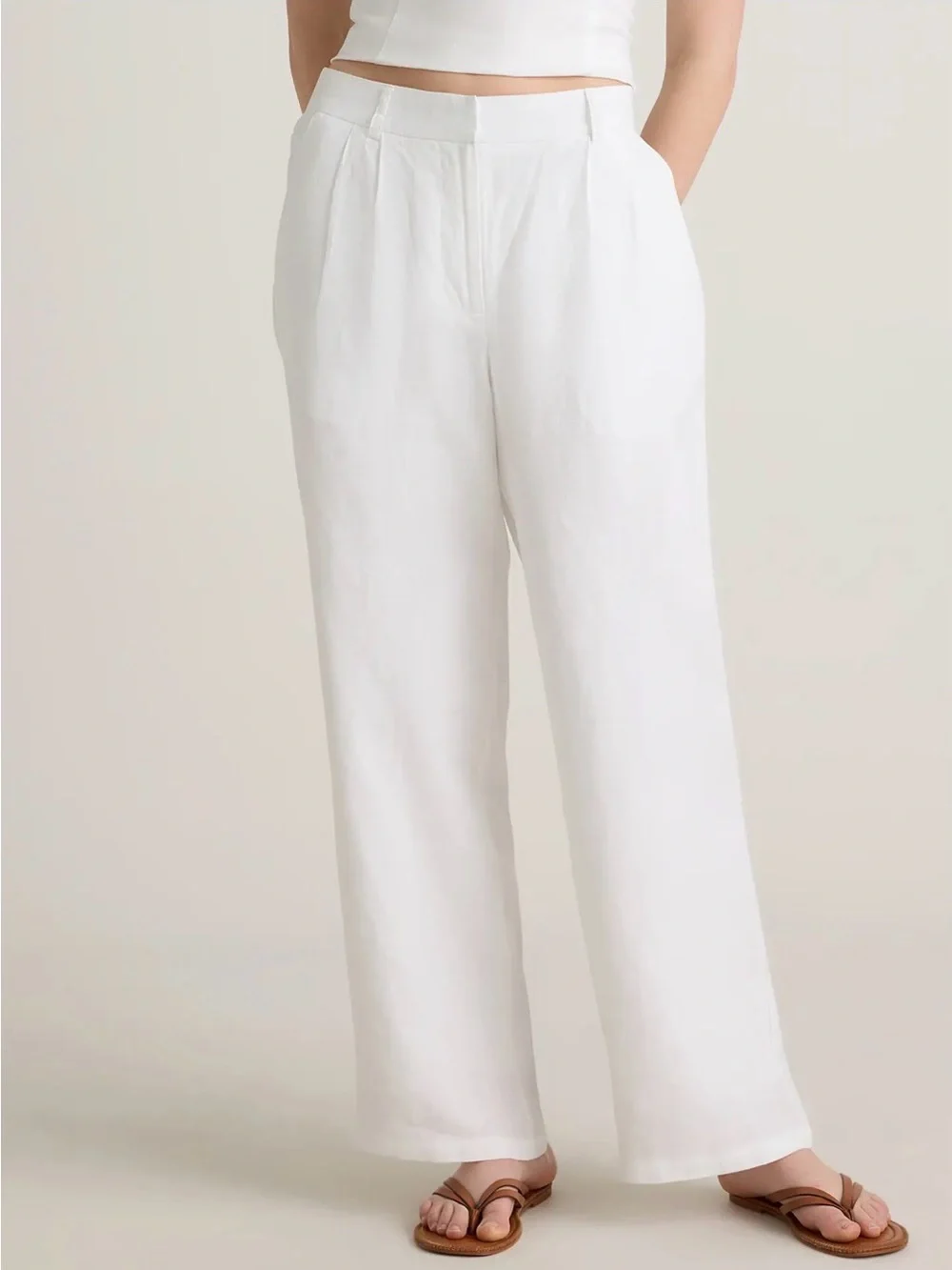 Quince White Linen Relaxed trousers Pants size 4 NWT